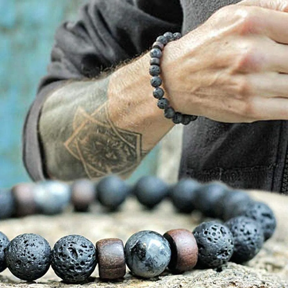 6pcs Black Lava Stone 7 Chakra Bracelets