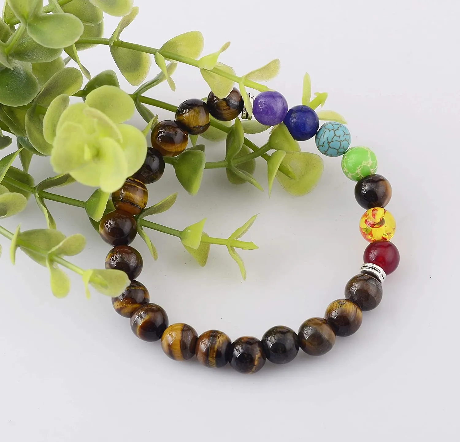 6pcs Black Lava Stone 7 Chakra Bracelets