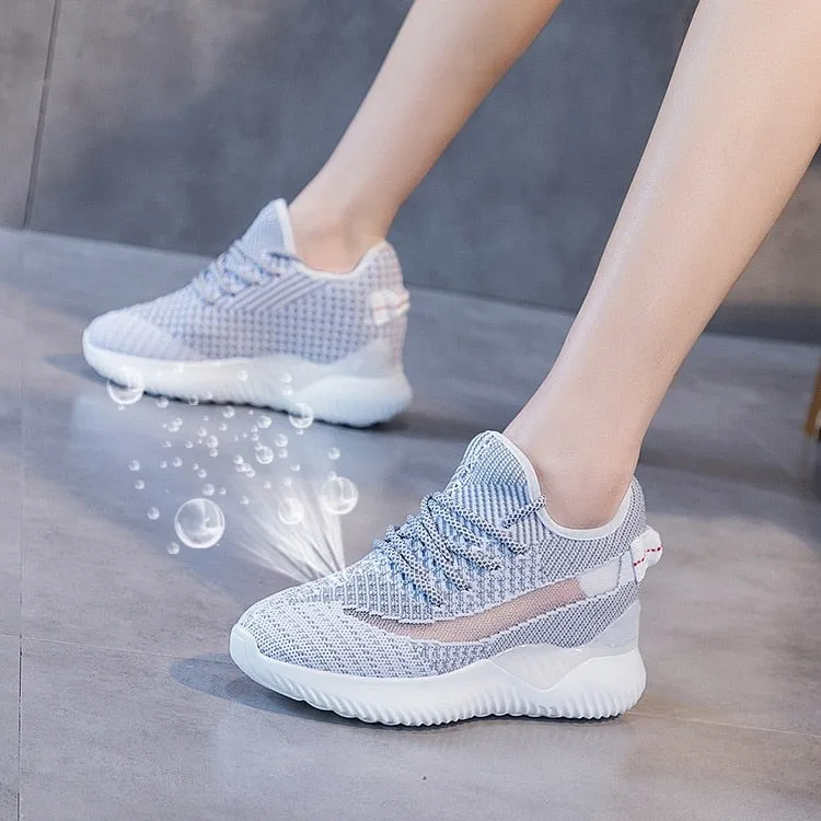 Amozae  2025 Women Summer Shoes New Sock Sneakers Platform Wedge Heel Dad Shoes Chunky Sneakers Pumps Breathable Comfy Shoes