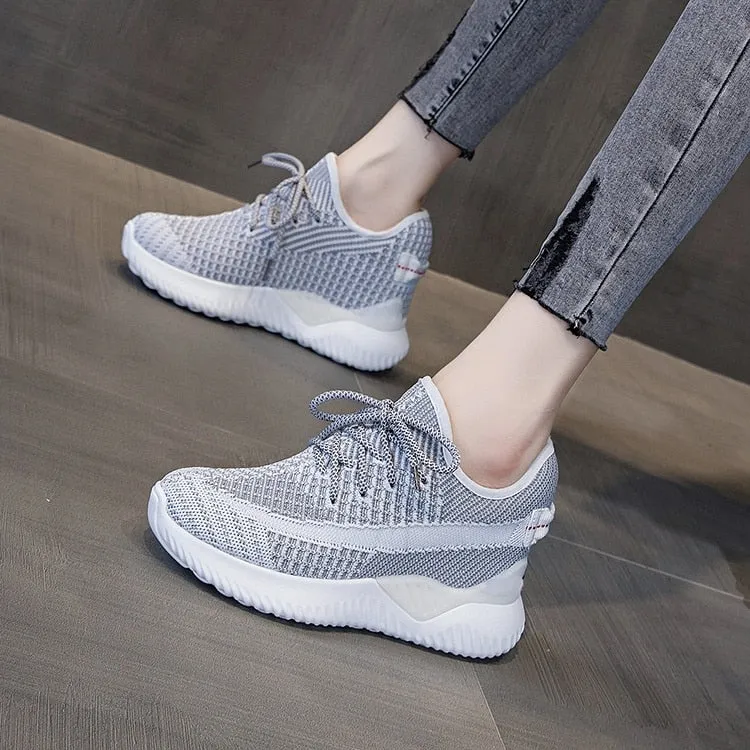 Amozae  2025 Women Summer Shoes New Sock Sneakers Platform Wedge Heel Dad Shoes Chunky Sneakers Pumps Breathable Comfy Shoes