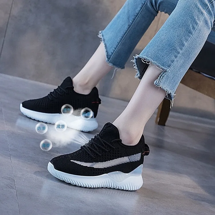 Amozae  2025 Women Summer Shoes New Sock Sneakers Platform Wedge Heel Dad Shoes Chunky Sneakers Pumps Breathable Comfy Shoes