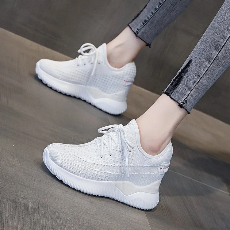 Amozae  2025 Women Summer Shoes New Sock Sneakers Platform Wedge Heel Dad Shoes Chunky Sneakers Pumps Breathable Comfy Shoes