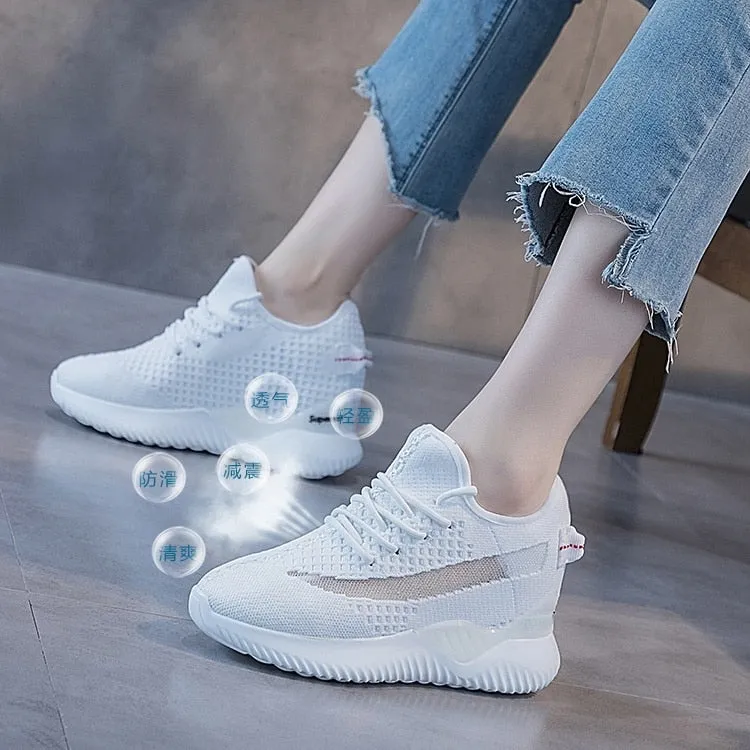 Amozae  2025 Women Summer Shoes New Sock Sneakers Platform Wedge Heel Dad Shoes Chunky Sneakers Pumps Breathable Comfy Shoes