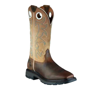 Ariat Men's Beige Workhog Square Toe Tall Earth Boots 10008205