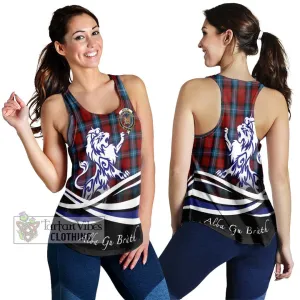 Baillie of Polkemmet Red Tartan Women's Racerback Tanks with Alba Gu Brath Regal Lion Emblem