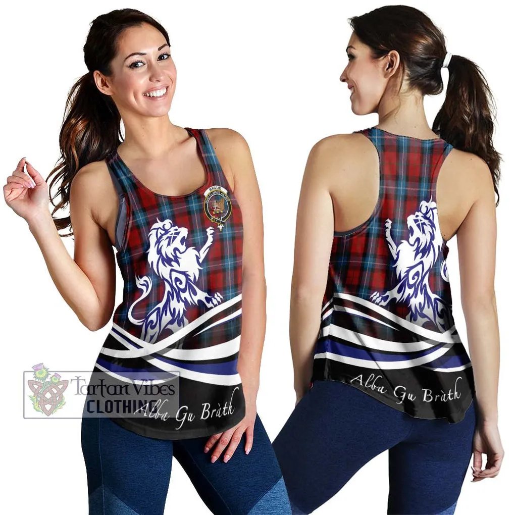 Baillie of Polkemmet Red Tartan Women's Racerback Tanks with Alba Gu Brath Regal Lion Emblem