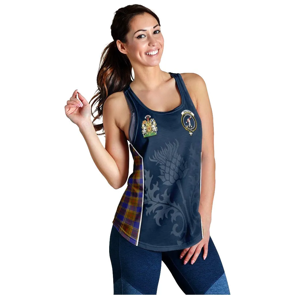 Balfour Tartan Women's Racerback Tanks with Family Crest and Scottish Thistle Vibes Sport Style