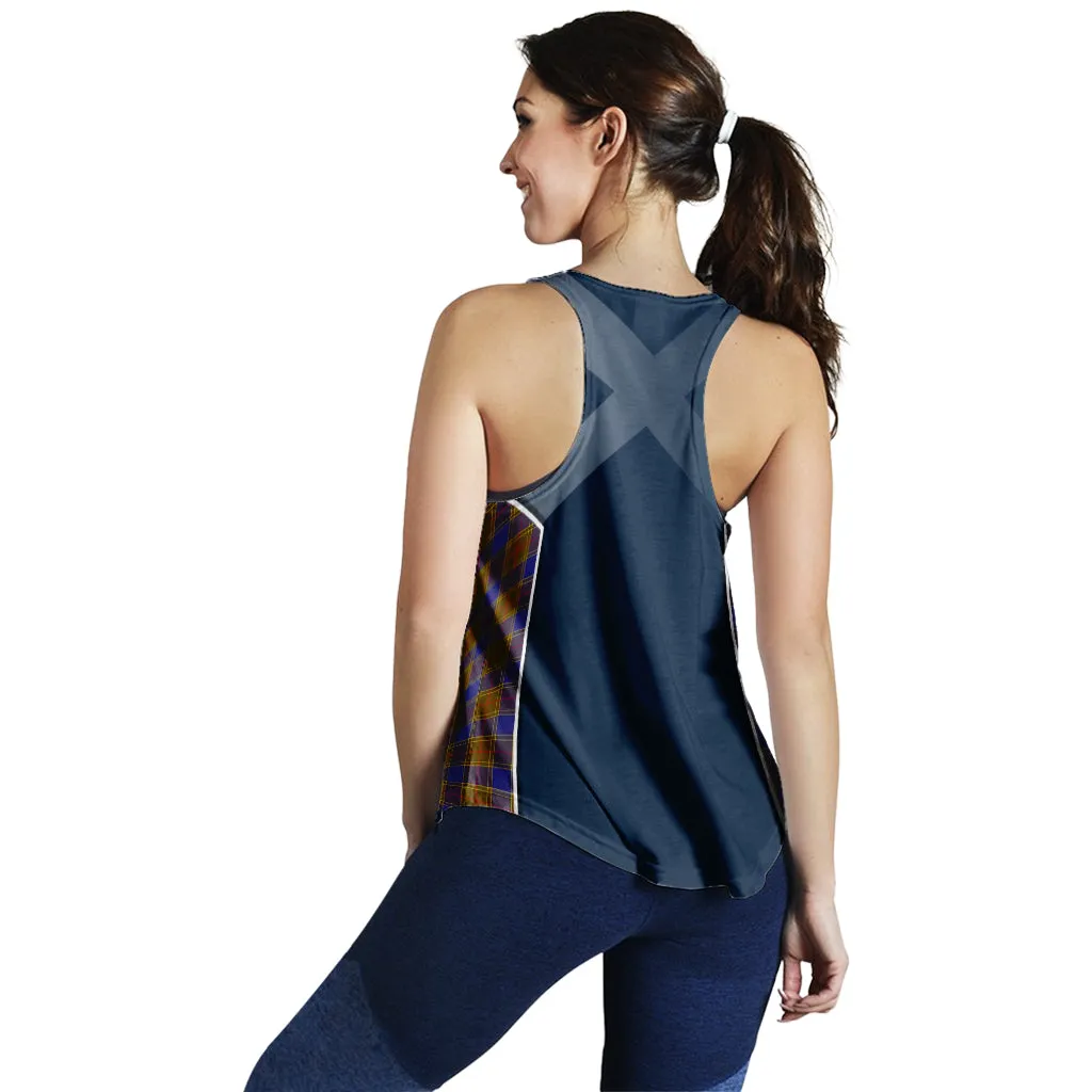 Balfour Tartan Women's Racerback Tanks with Family Crest and Scottish Thistle Vibes Sport Style