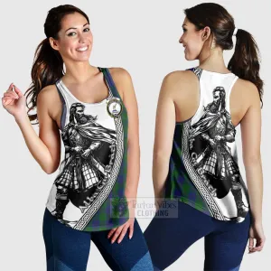Barclay Tartan Clan Crest Women's Racerback Tanks with Highlander Warrior Celtic Style