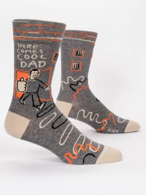 Blue Q Men's Crew Socks - Here Comes Cool Dad