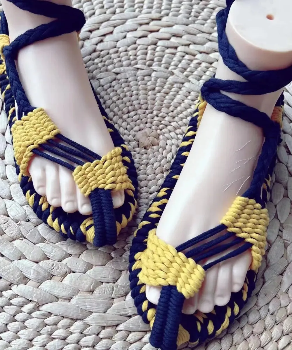 Boho Handmade Knit Fabric Hollow Out Walking Sandals ML1087