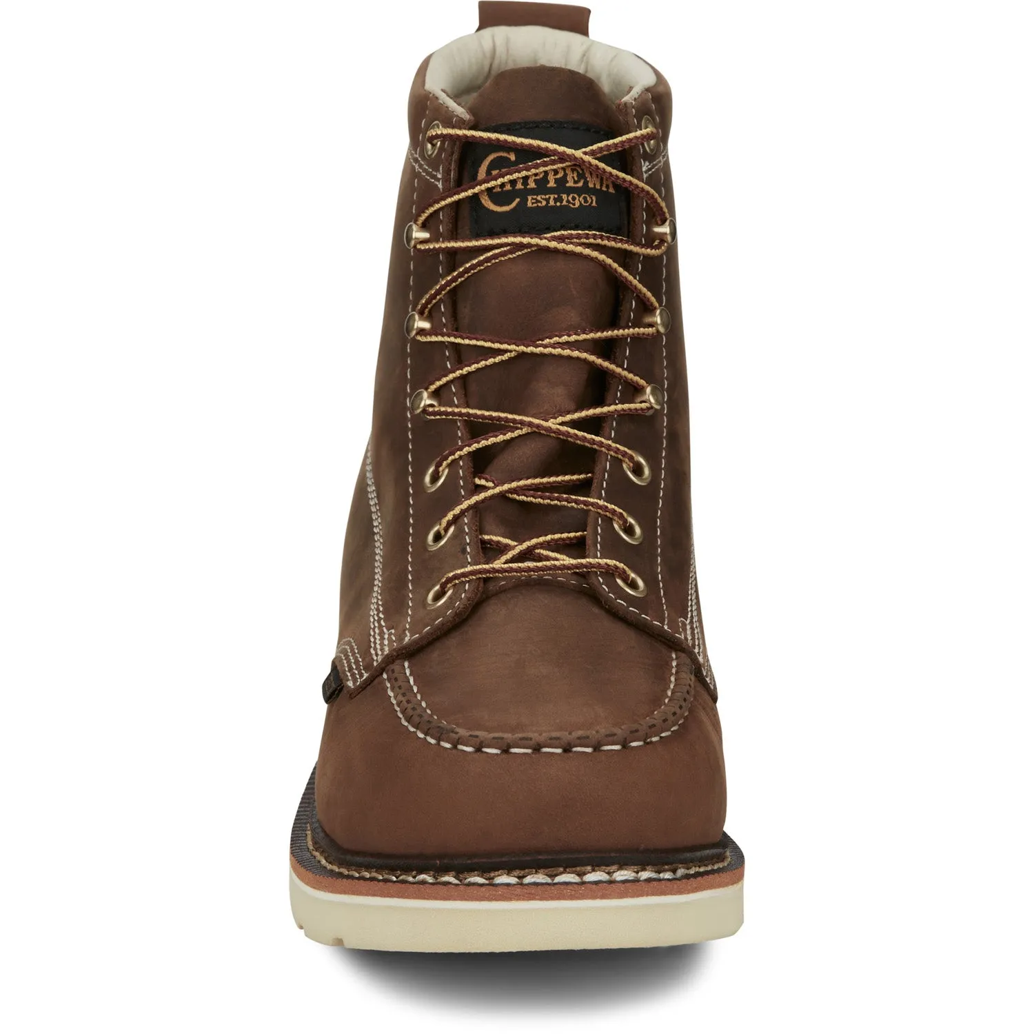 Chippewa Mens Edge Walker 6in Wedge Steel Toe Hickory Leather Work Boots