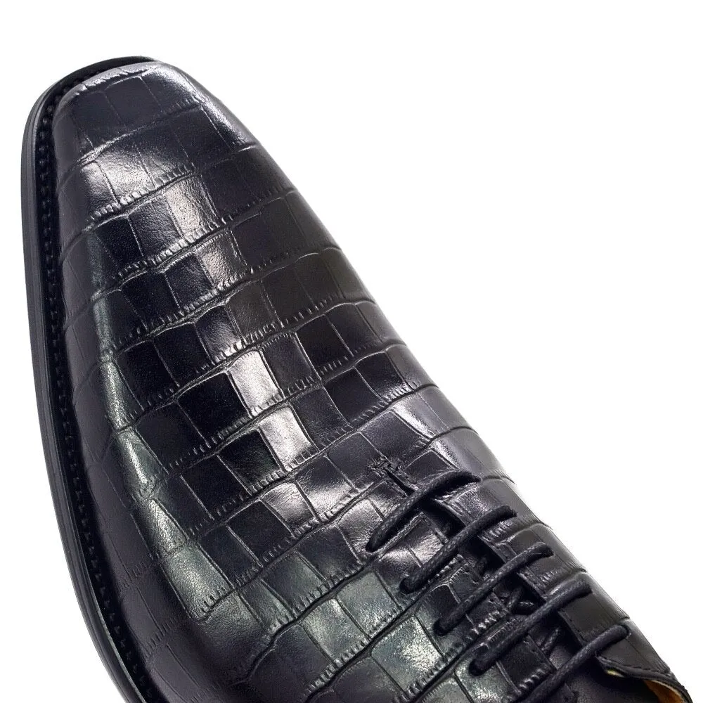 CrocLuxe Exquisite Crocodile Pattern Pointed Toe Oxford