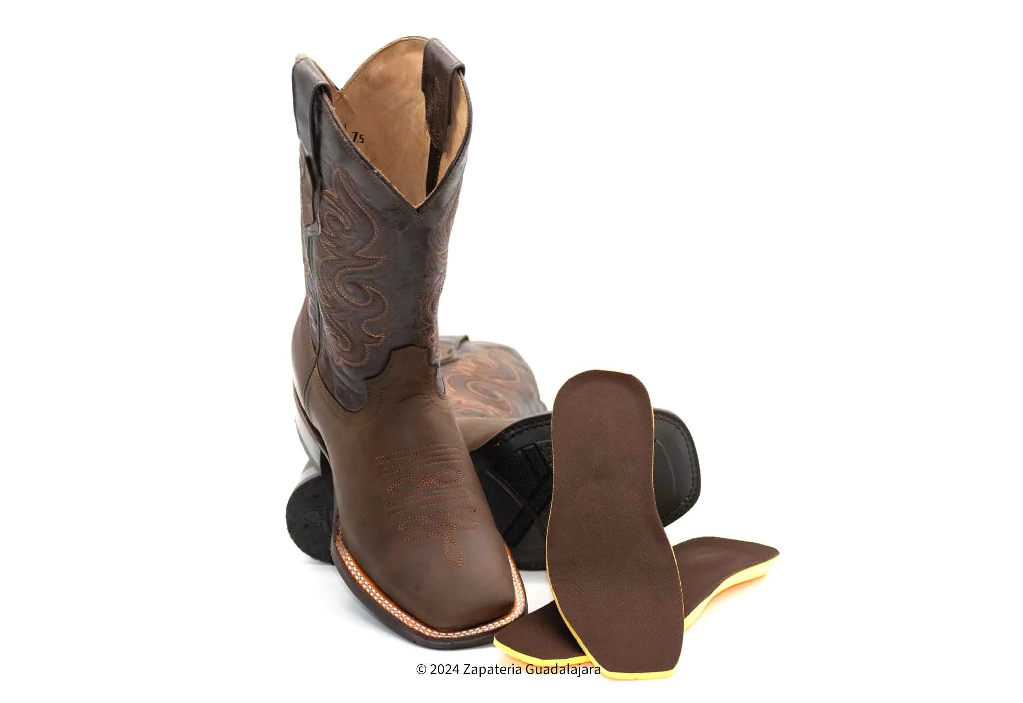 DIB091H WIDE SQUARE TOE CRAZY BROWN RUBBER SOLE
