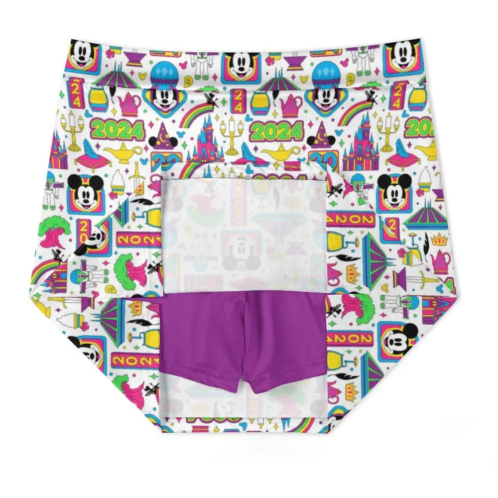 Disney 2024 Athletic A-Line Skirt With Pocket Solid Shorts