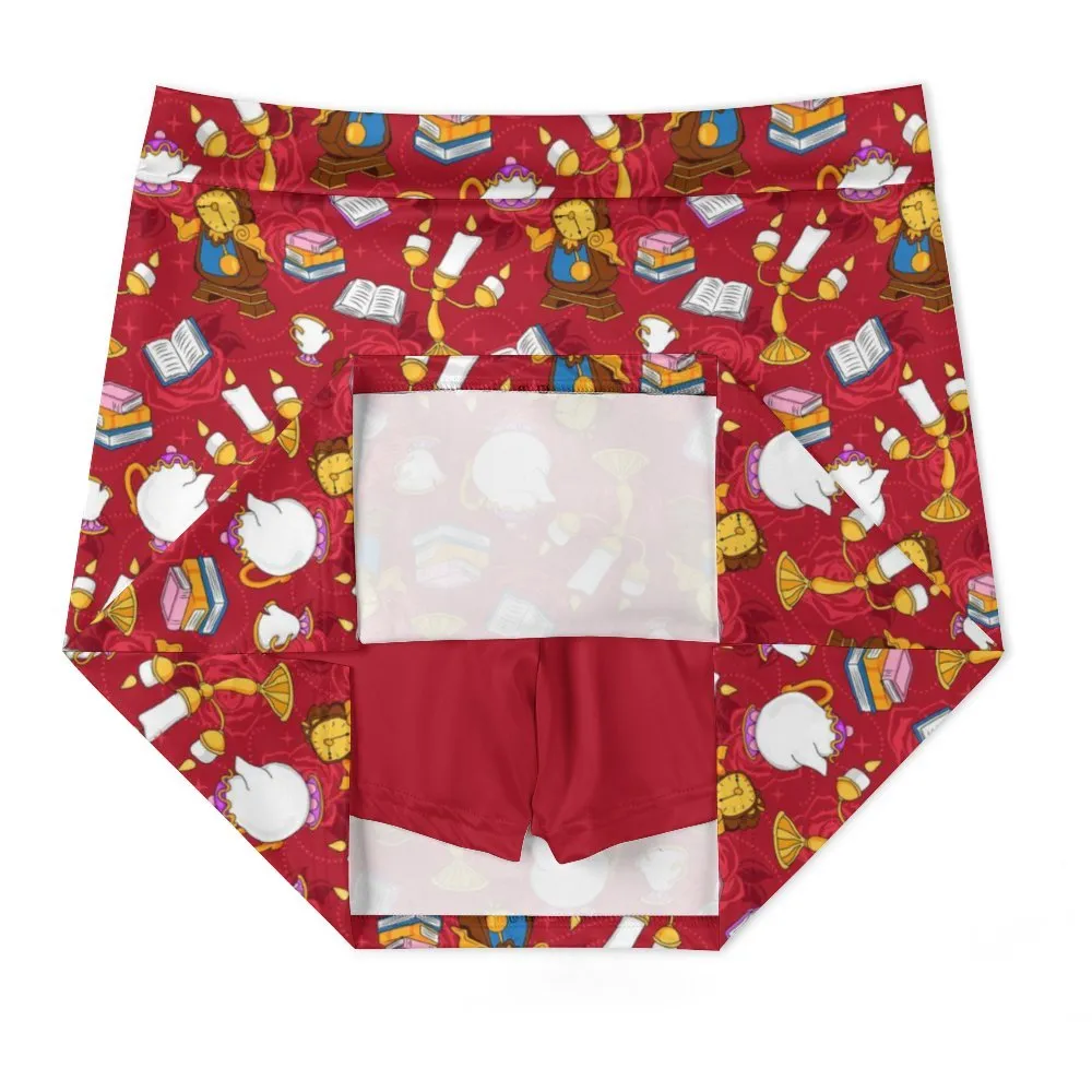 Disney Beauty And The Beast Belle's Friends Athletic A-Line Skirt With Pocket Solid Shorts