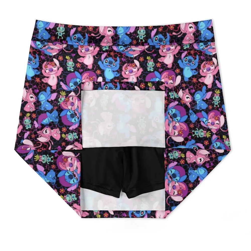 Disney Lilo And Stitch Angel Besties Athletic A-Line Skirt With Pocket Solid Shorts