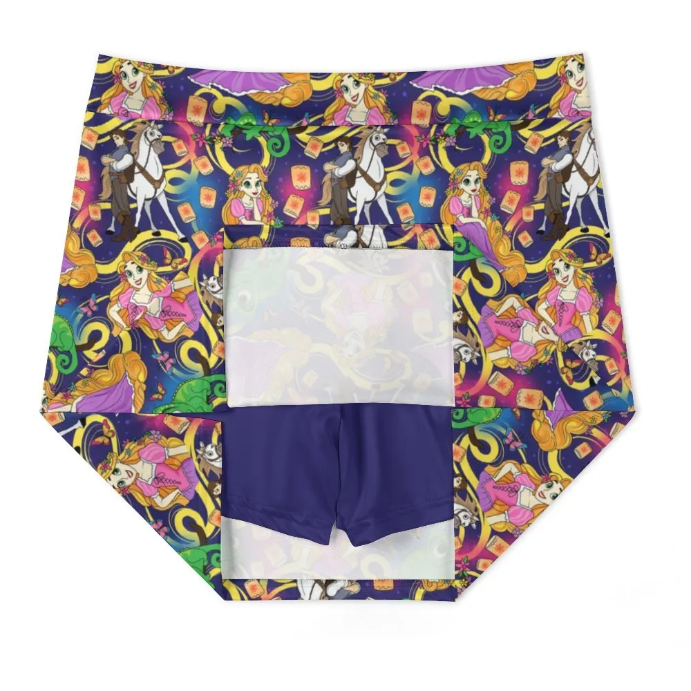 Disney Tangled Rapunzel At Last I See The Light Athletic A-Line Skirt With Pocket Solid Shorts