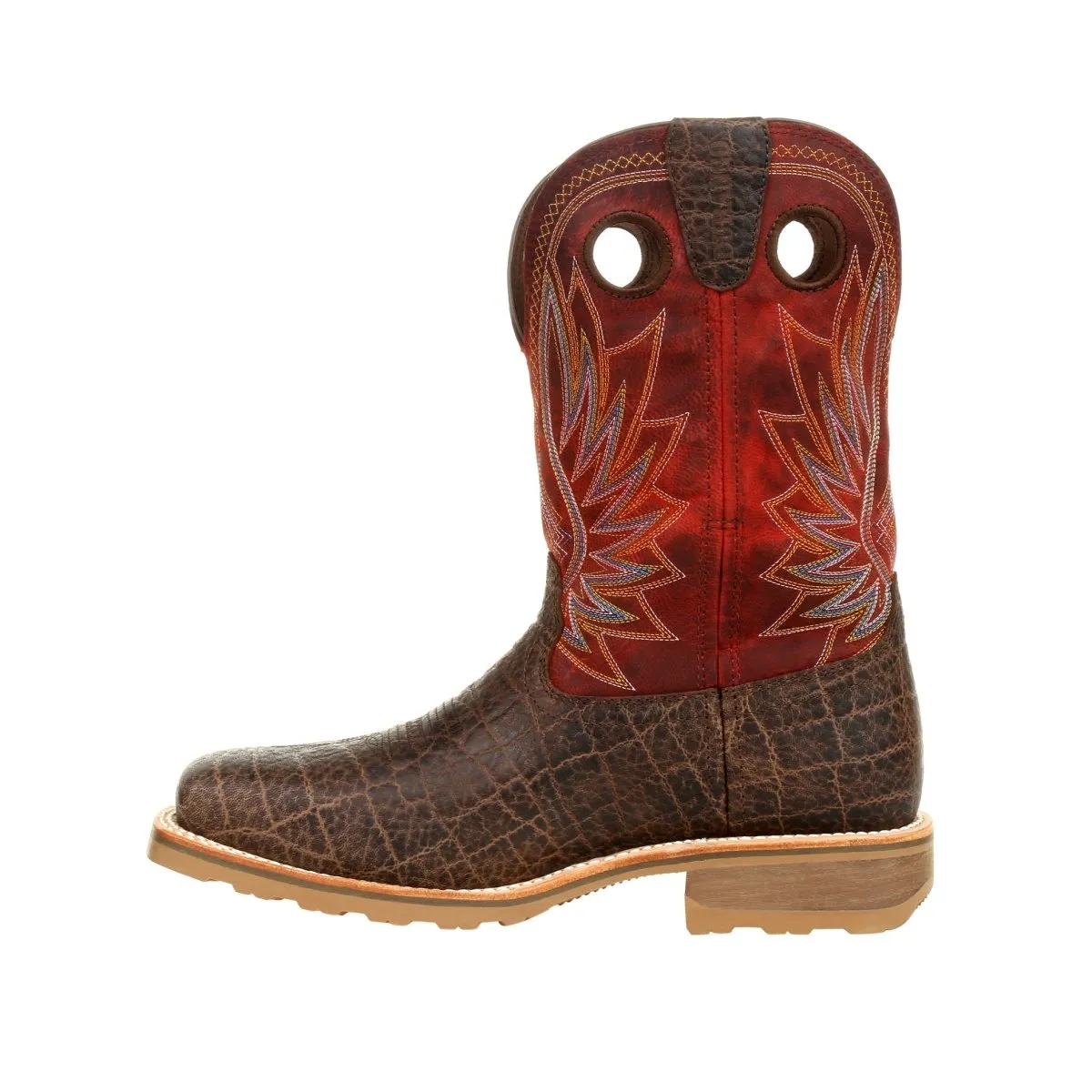 Durango Maverick Pro Men's Steel Toe Waterproof Western Work Boots Ddb0301 In Safari Elephant And Crimson