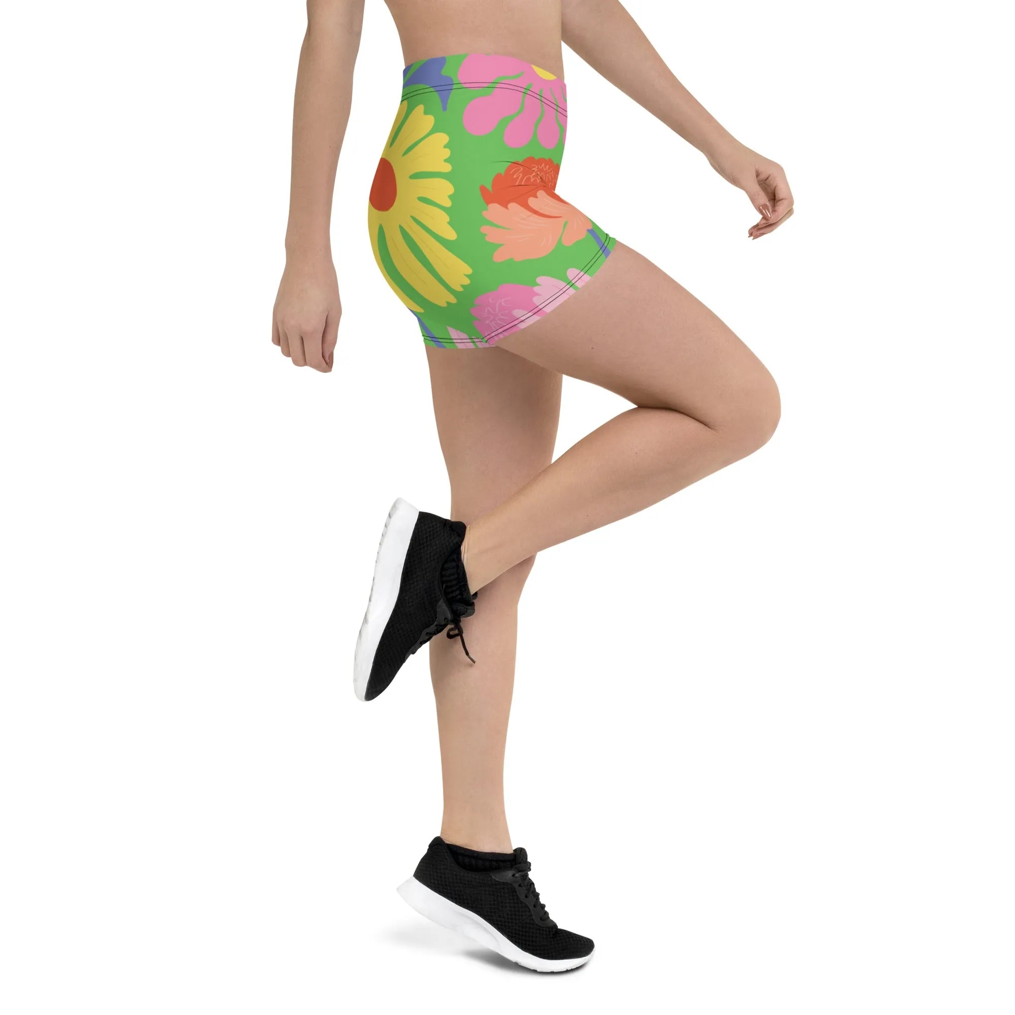 Floral Athletic Shorts (Green)
