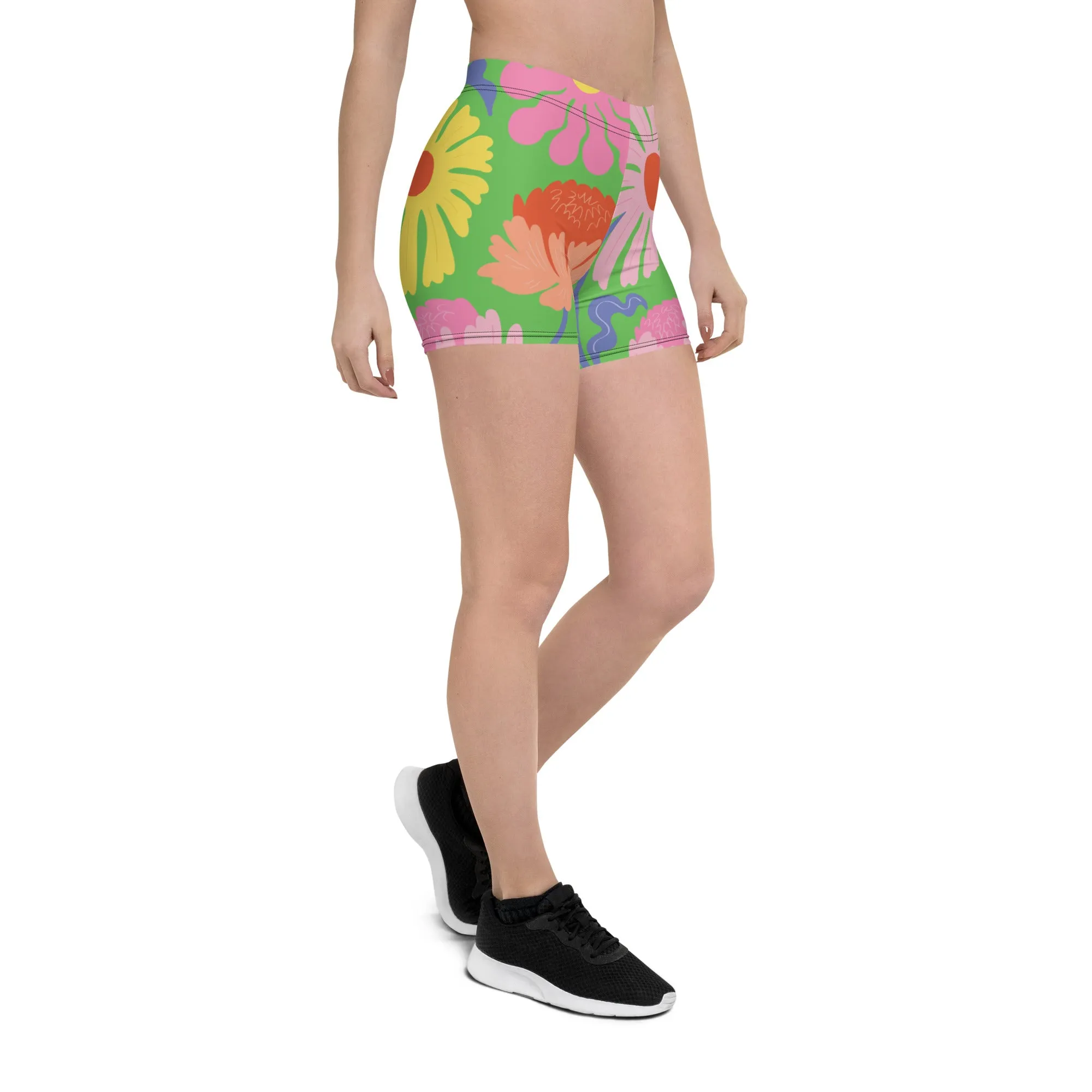 Floral Athletic Shorts (Green)