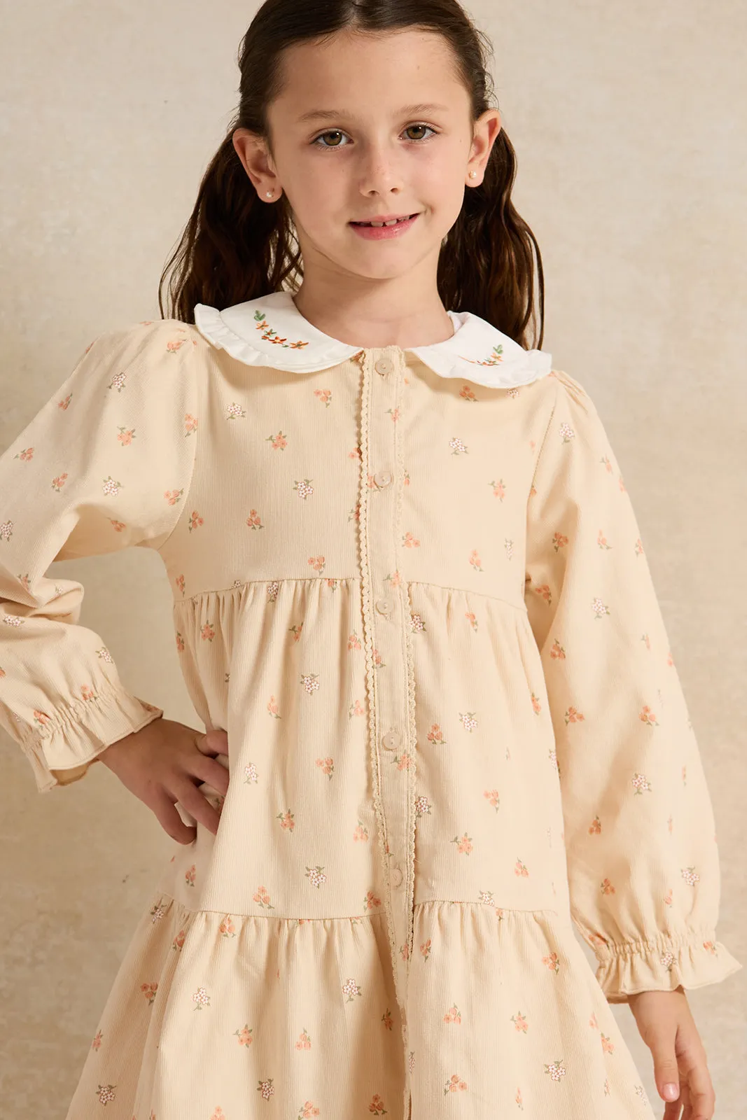 Girls Yellow Printed Dress