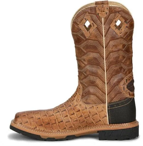 JUSTIN BOOTS - Derrickman Safety Toe, Caramel Croc Print