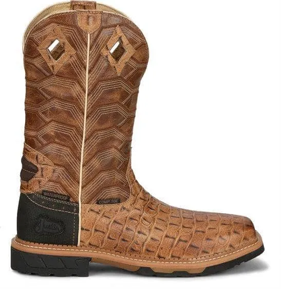 JUSTIN BOOTS - Derrickman Safety Toe, Caramel Croc Print