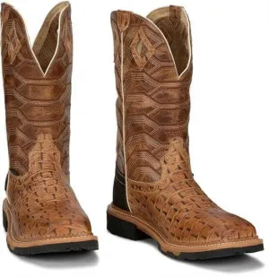 JUSTIN BOOTS - Derrickman Safety Toe, Caramel Croc Print