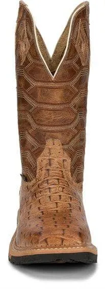 JUSTIN BOOTS - Derrickman Safety Toe, Caramel Croc Print