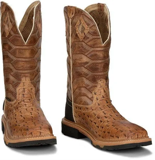 JUSTIN BOOTS - Derrickman Safety Toe, Caramel Croc Print