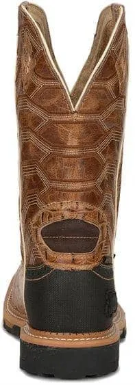 JUSTIN BOOTS - Derrickman Safety Toe, Caramel Croc Print