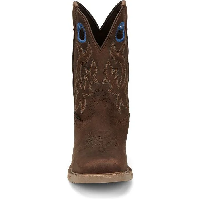 Justin Men's All Round 11" WP Western Work Boot -Brown- SE3114