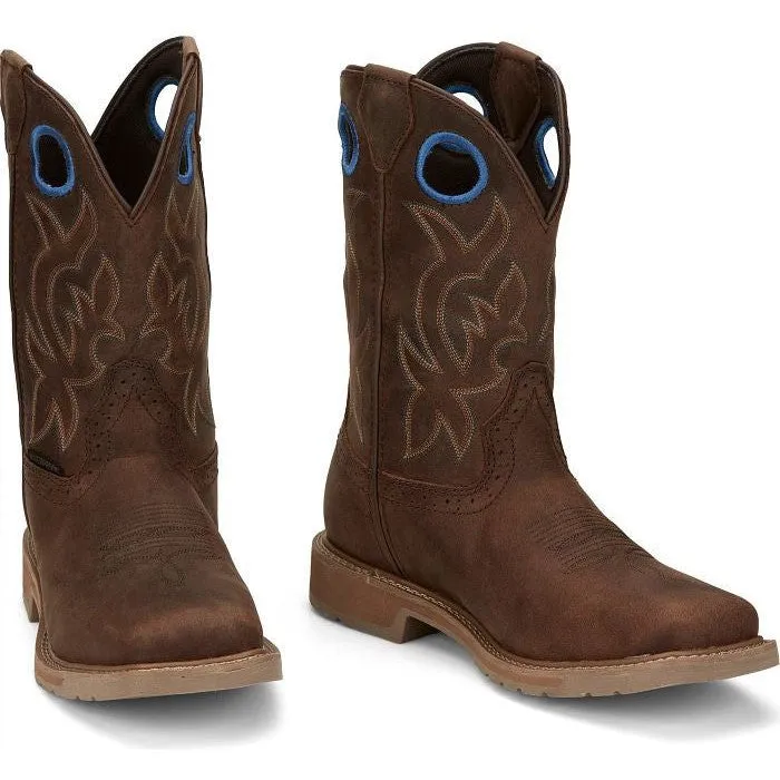 Justin Men's All Round 11" WP Western Work Boot -Brown- SE3114