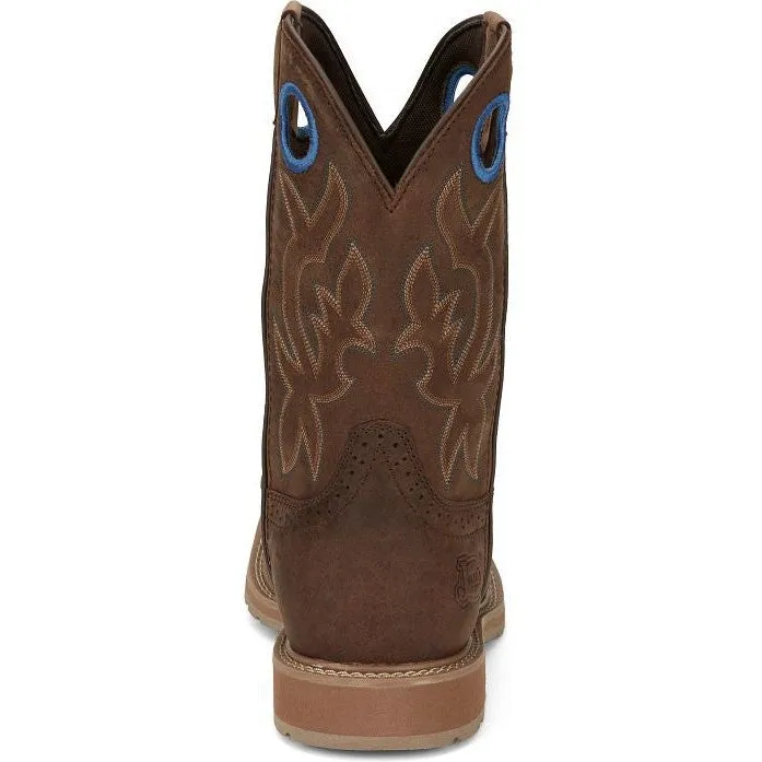 Justin Men's All Round 11" WP Western Work Boot -Brown- SE3114