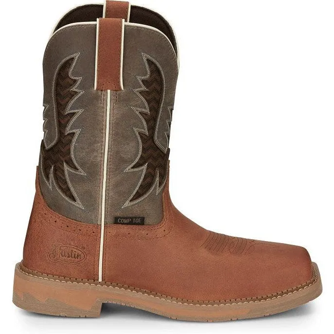 Justin Men's Bolt 11" Nano Comp Toe Western Work Boot -Brown- SE4111