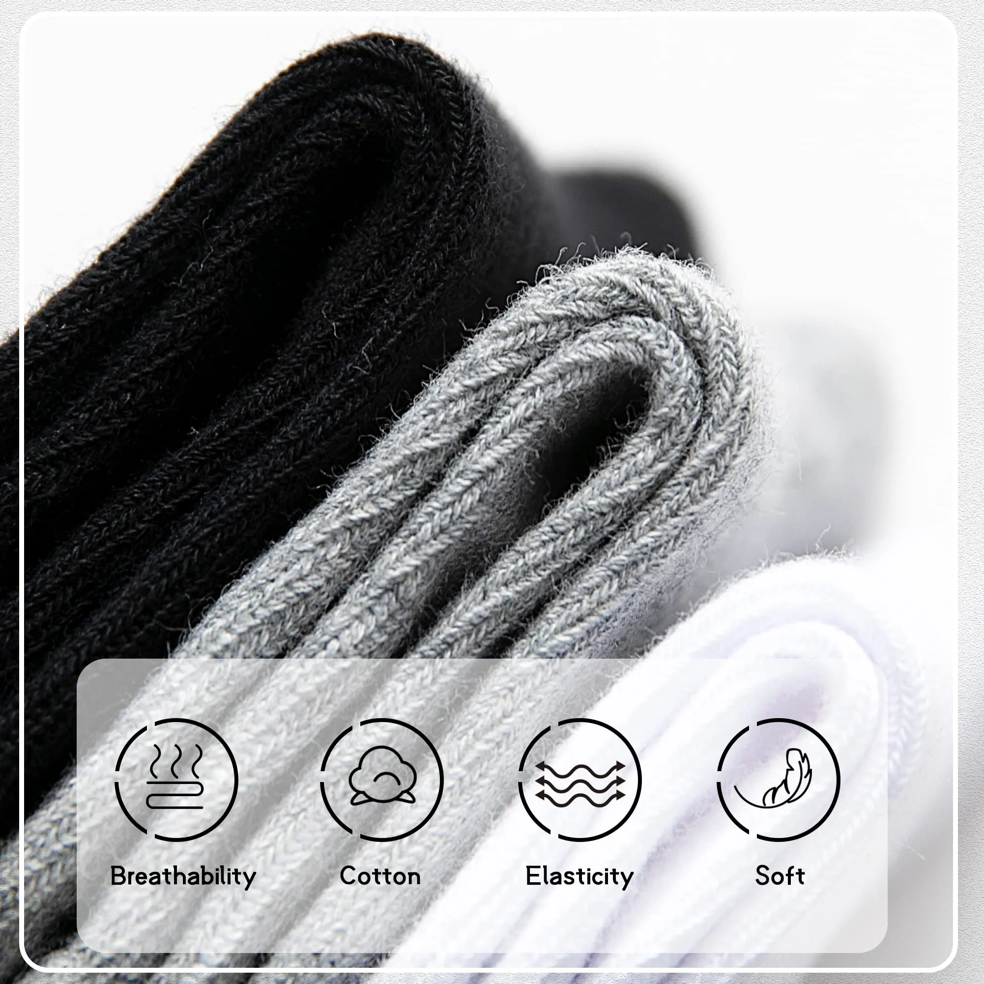Kids Cotton Athletic Socks 10 Pairs Black