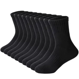 Kids Cotton Athletic Socks 10 Pairs Black