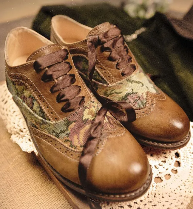 Maude Wing-Tip Riding Shoes in Tan Rustic