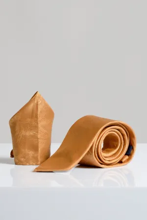 MD PAISLEY - Gold Paisley Tie and Pocket Square Set
