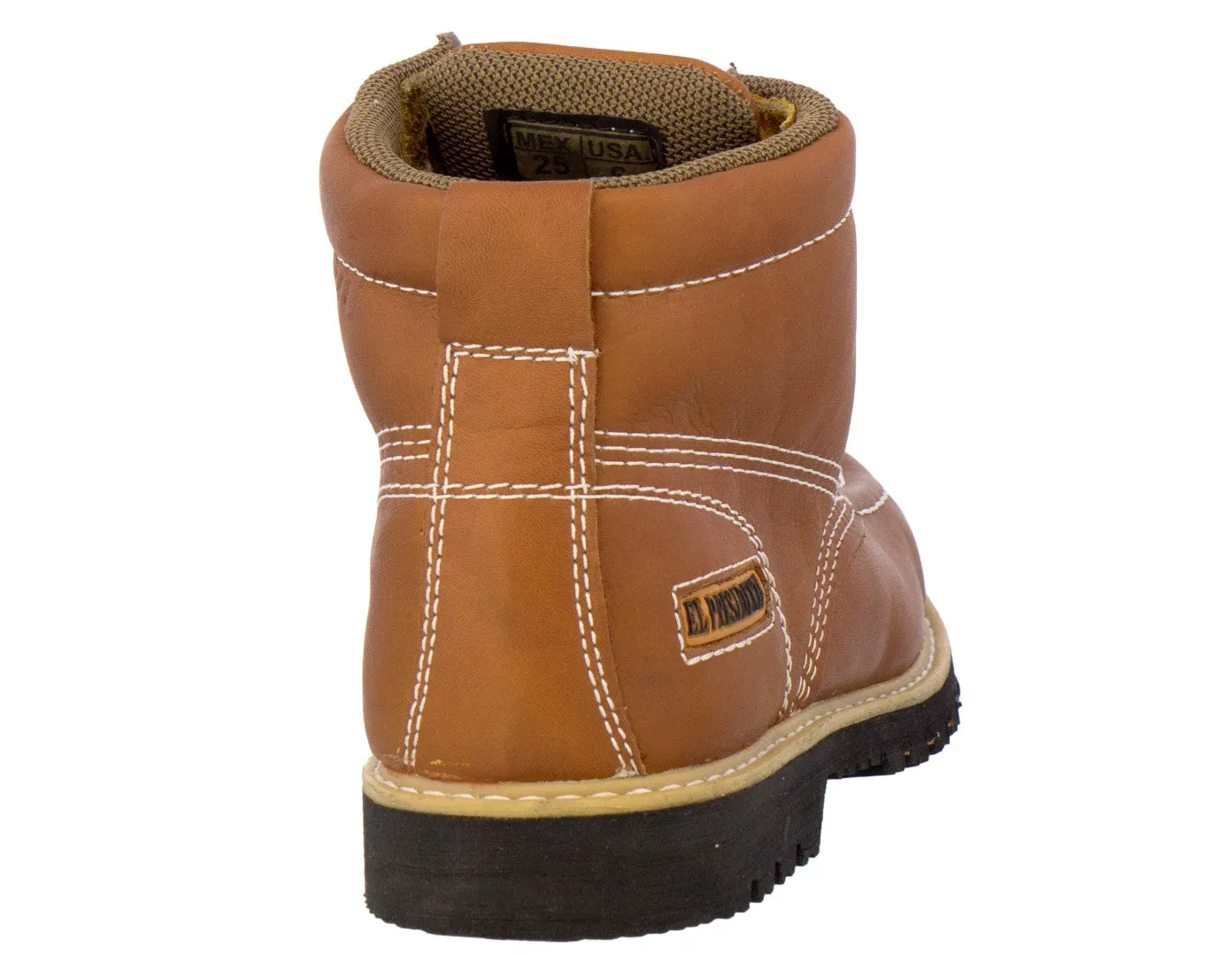 Mens Honey Brown Work Boots Leather Slip Resistant Lace Up Soft Toe - #650TR