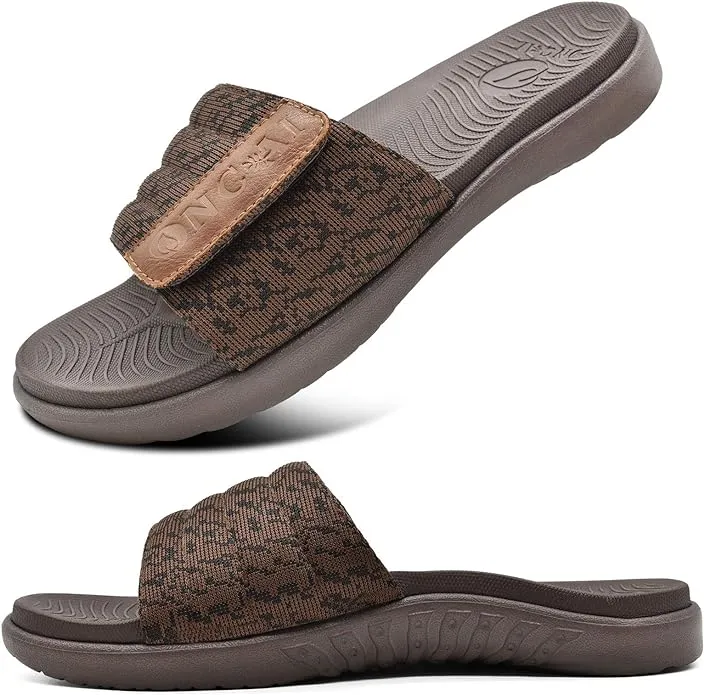 ONCAI Mens Slide Sandals Open Toe Athletic Adjustable Straps Orthotic Plantar Fasciitis Sport Sandals with Size 6.5-14