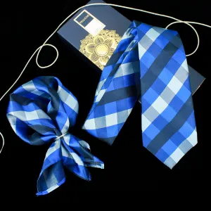 Peluche Sleek Blue Neck Tie & Pocket Square Set for Men