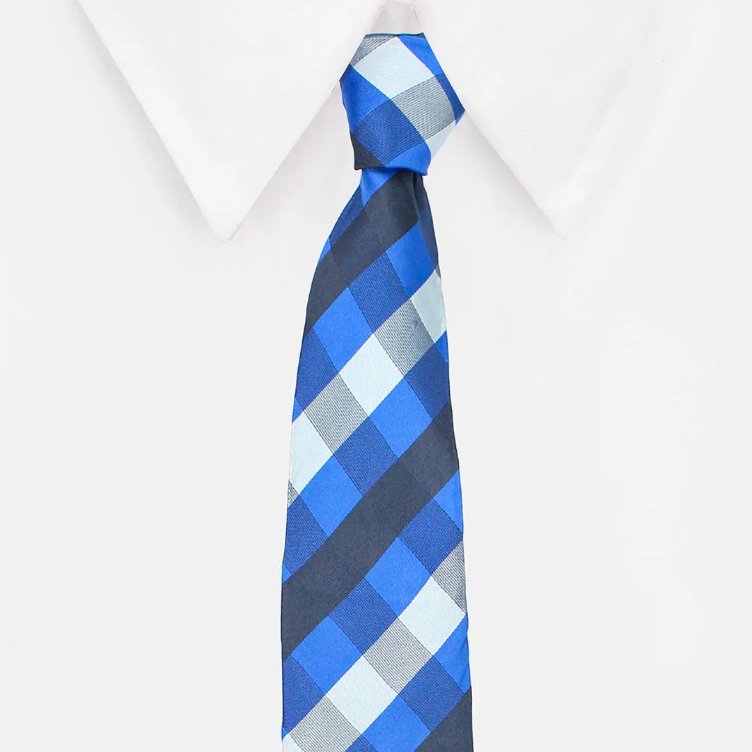 Peluche Sleek Blue Neck Tie & Pocket Square Set for Men