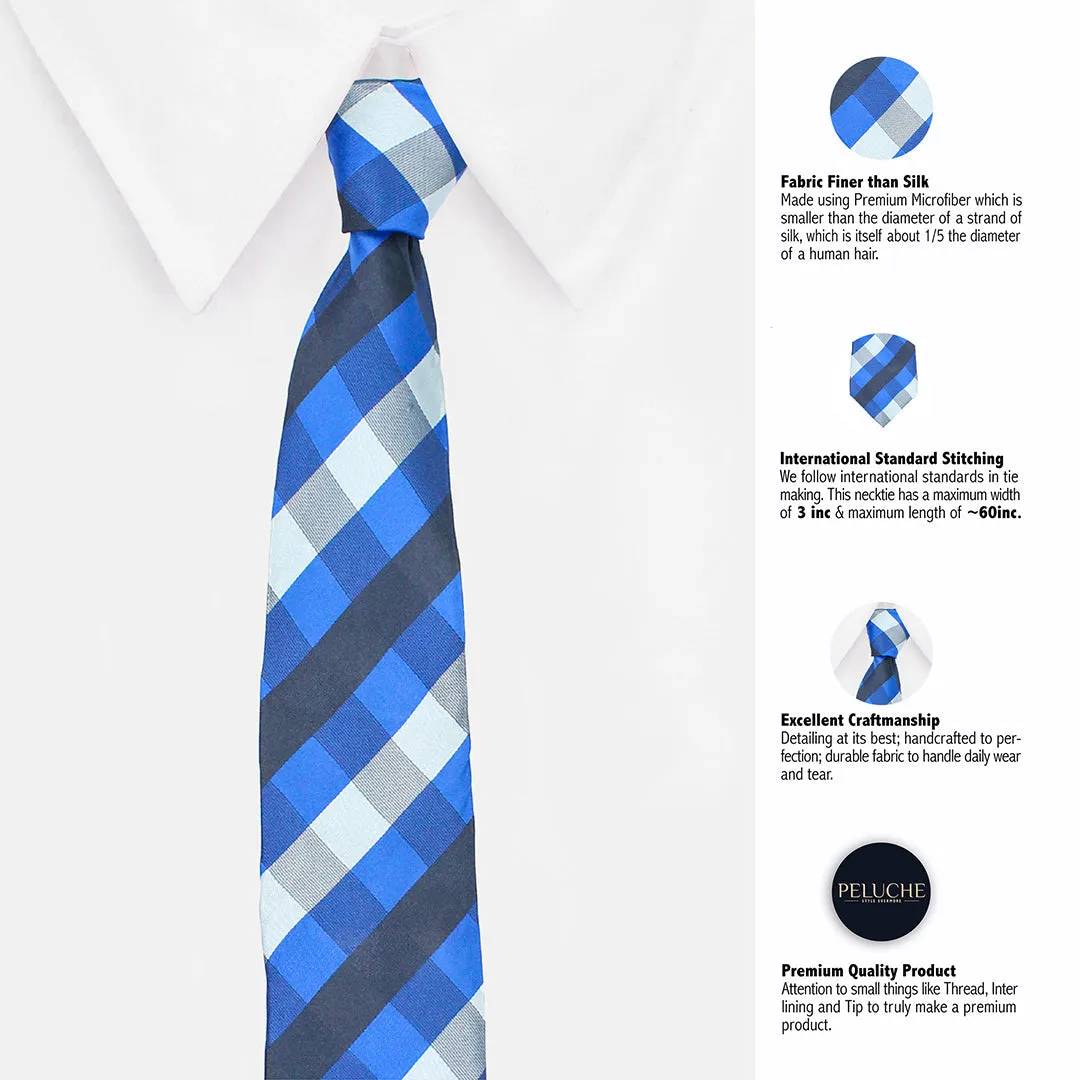 Peluche Sleek Blue Neck Tie & Pocket Square Set for Men