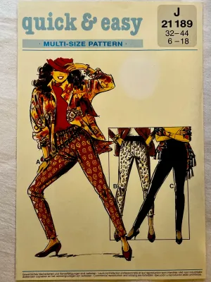 Quick and Easy J21189 UNCUT Adult Casual/Athletic Wear Sizes Sizes 6-18