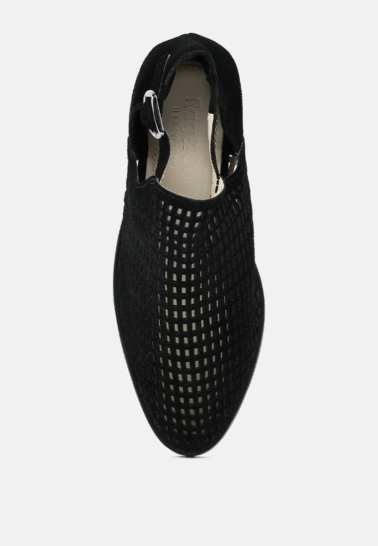 ROSALYN Black Block Heeled Cut-Out Sandal