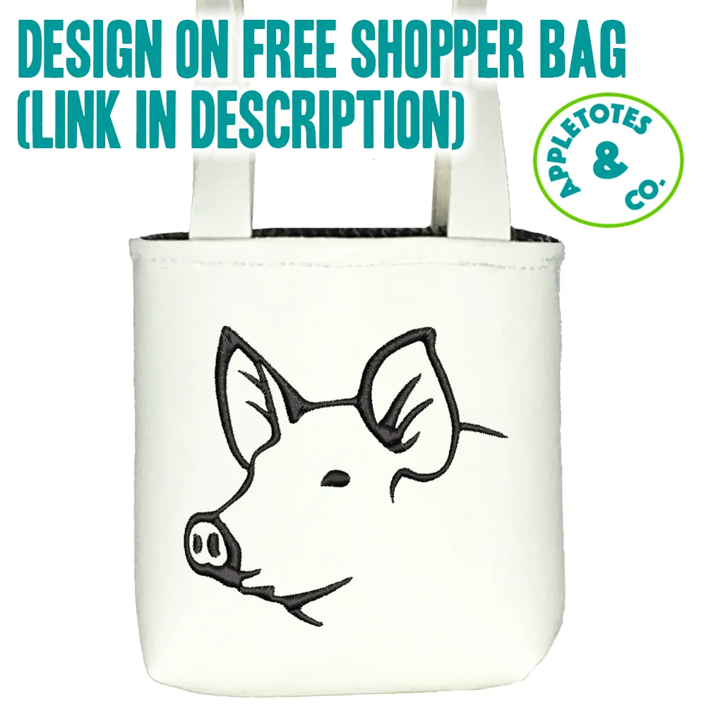 Sleek Pig Head Machine Embroidery File for 18" Dolls