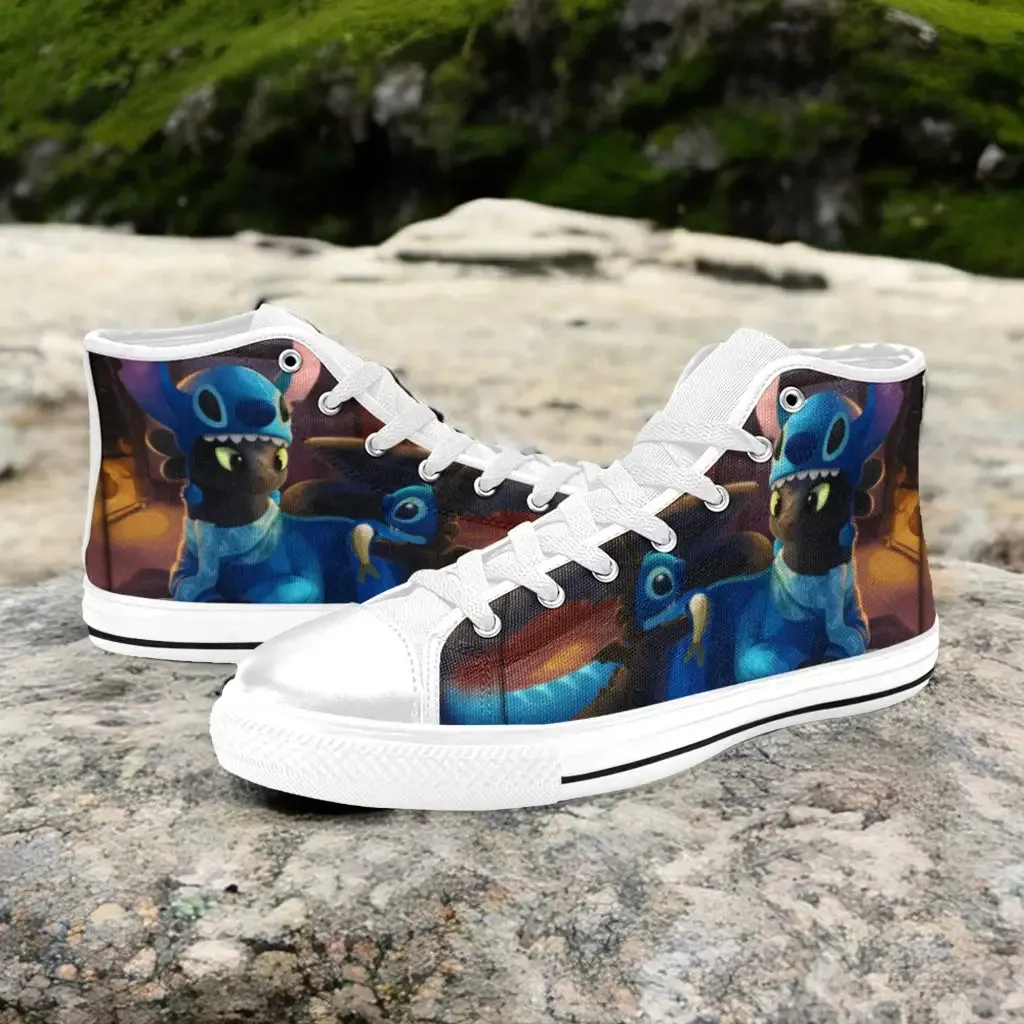 Stitch Night fury Shoes High Top Sneakers for Kids and Adults