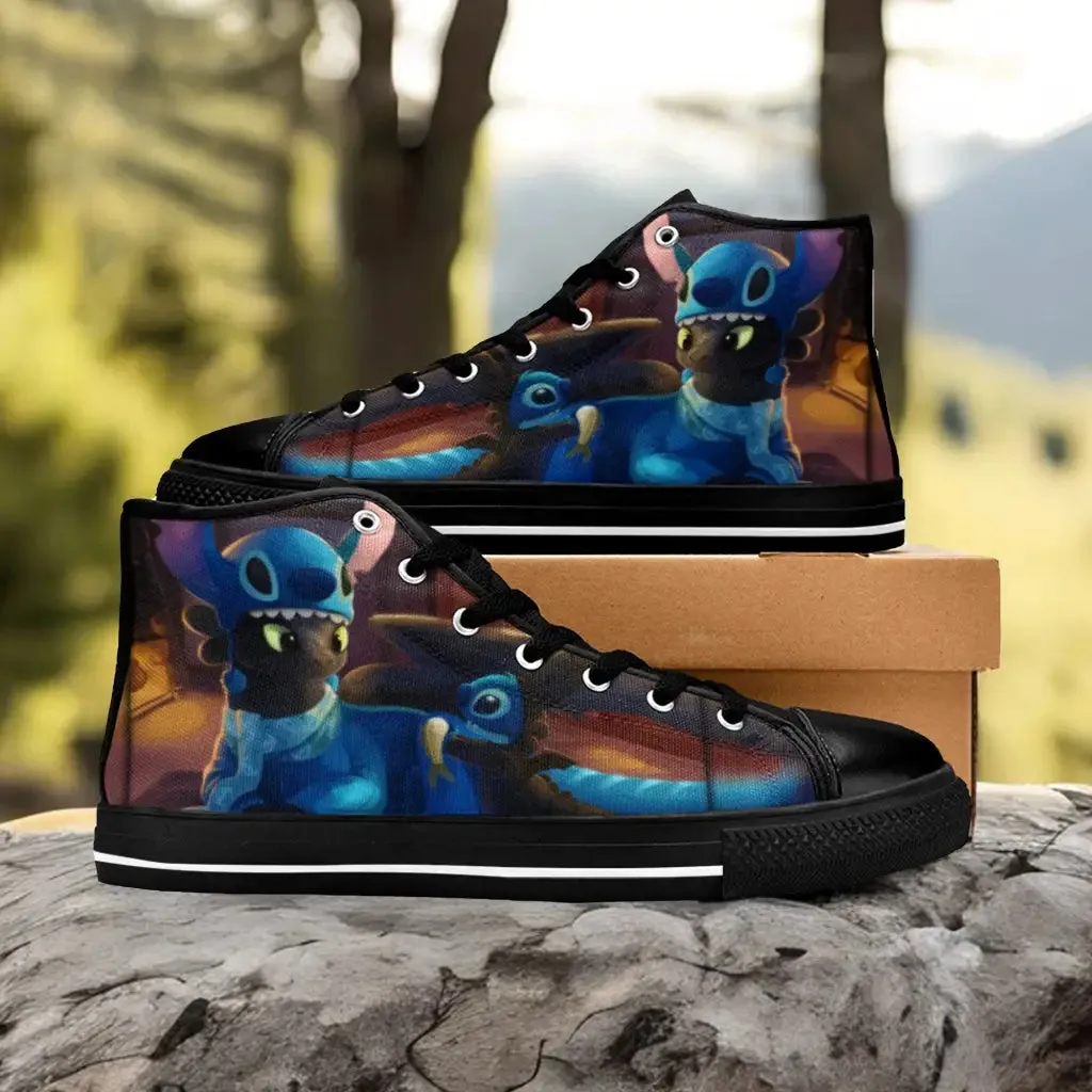 Stitch Night fury Shoes High Top Sneakers for Kids and Adults